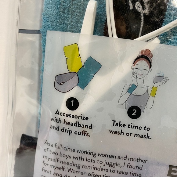 Facial Rinse Kit gift set wrist bands cuffs head band drying clips mirror clip - Picture 4 of 4